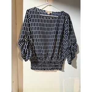 Michael Kors Navy And White Shirt Blouse Size M